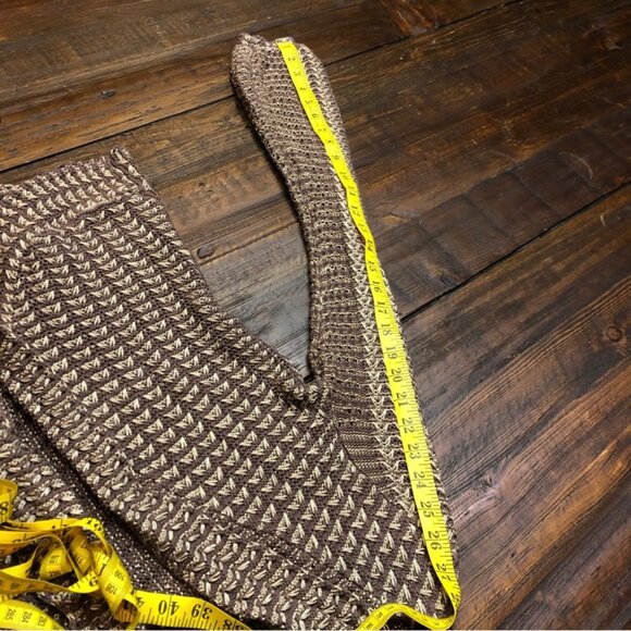 Coquette Metallic Gold Knit Waterfall Open Cardigan Shawl Collar Peplum Medium - Picture 9 of 11